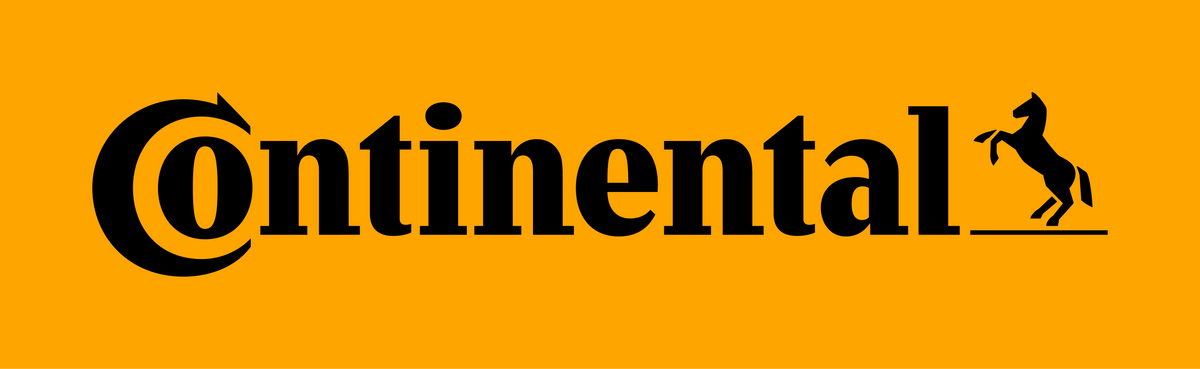 Continental-Logo auf orangefarbenem Hintergrund.