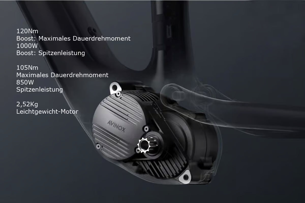 eBike Motor mit Leistungsdaten