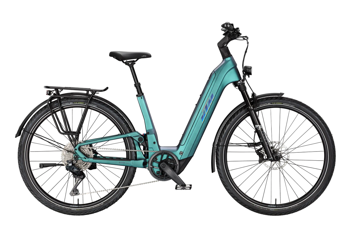 KTM Macina Style FS Prime Di2 in Green Purple Flip Matt
